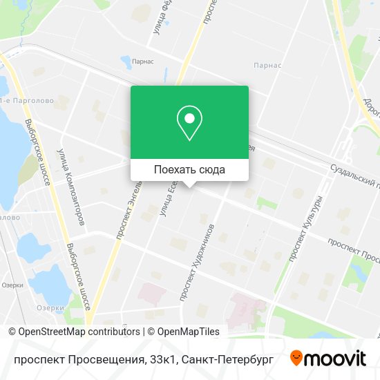Карта проспект Просвещения, 33к1
