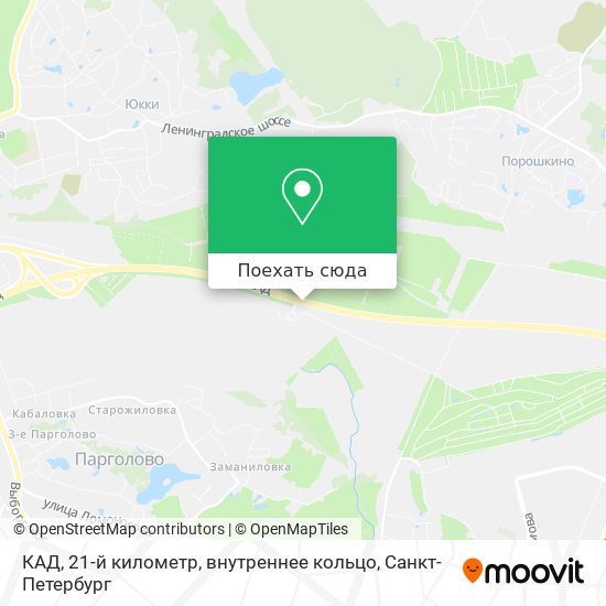 Карта КАД, 21-й километр, внутреннее кольцо