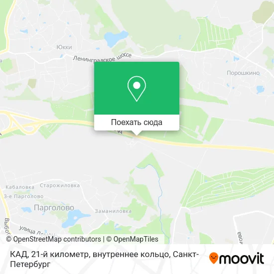 Карта КАД, 21-й километр, внутреннее кольцо