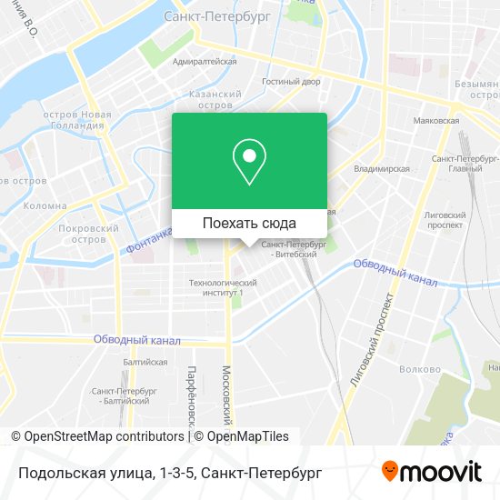 Карта Подольская улица, 1-3-5