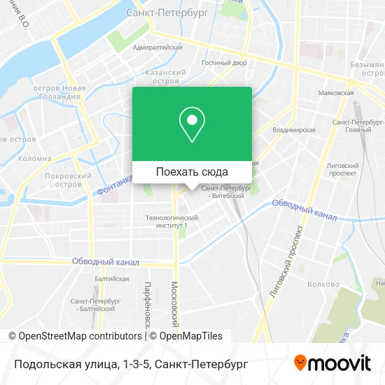 Карта Подольская улица, 1-3-5