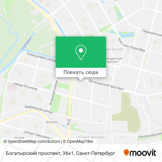 Карта Богатырский проспект, 36к1
