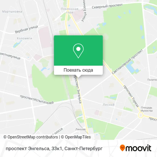Карта проспект Энгельса, 33к1