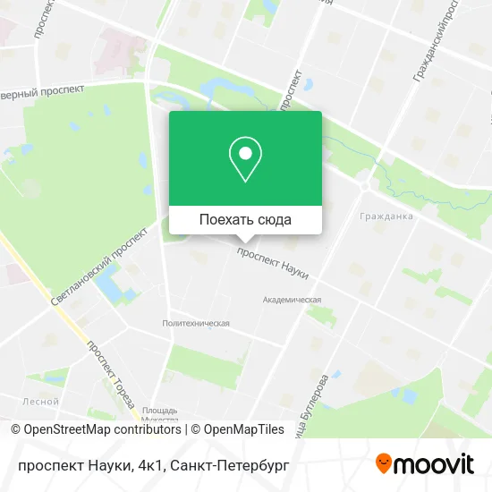 Карта проспект Науки, 4к1