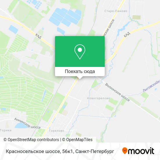 Карта Красносельское шоссе, 56к1