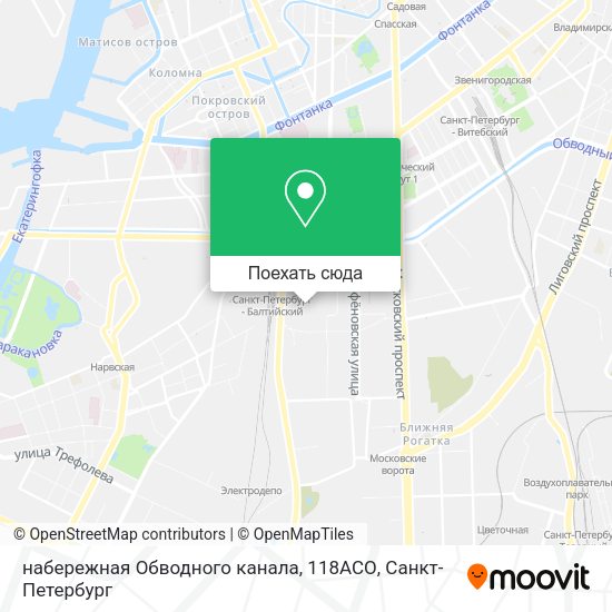 Карта набережная Обводного канала, 118АСО