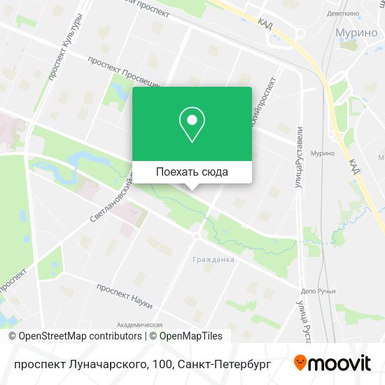 Карта проспект Луначарского, 100