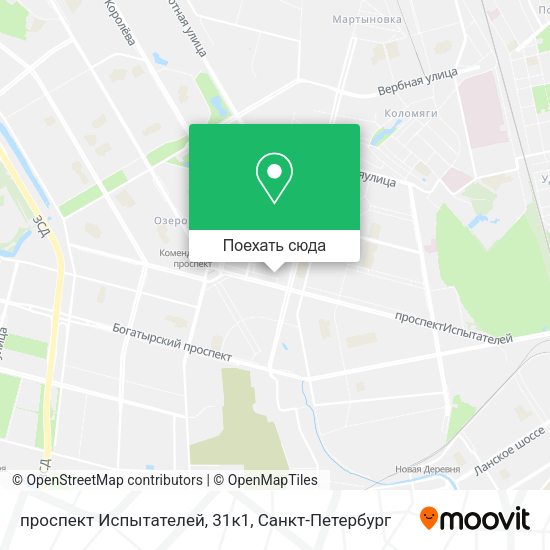 Карта проспект Испытателей, 31к1