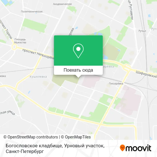 Карта Богословское кладбище, Урновый участок