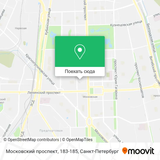 Карта Московский проспект, 183-185
