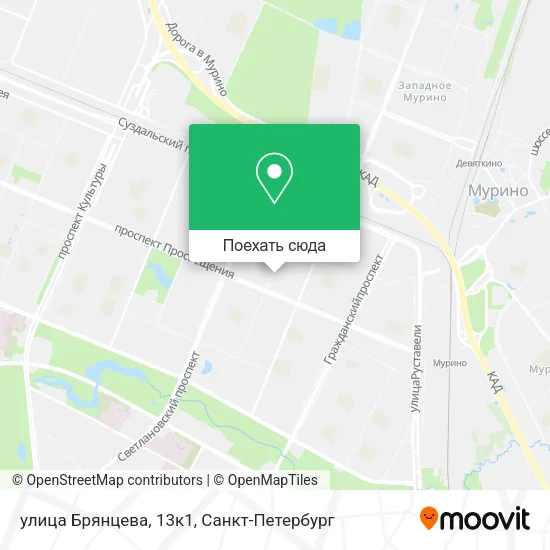 Карта улица Брянцева, 13к1
