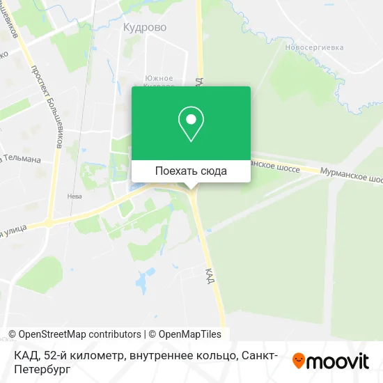 Карта КАД, 52-й километр, внутреннее кольцо