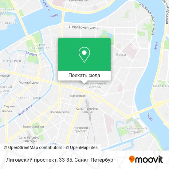Карта Лиговский проспект, 33-35
