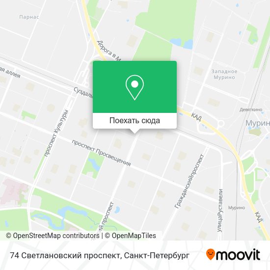 Карта 74 Светлановский проспект