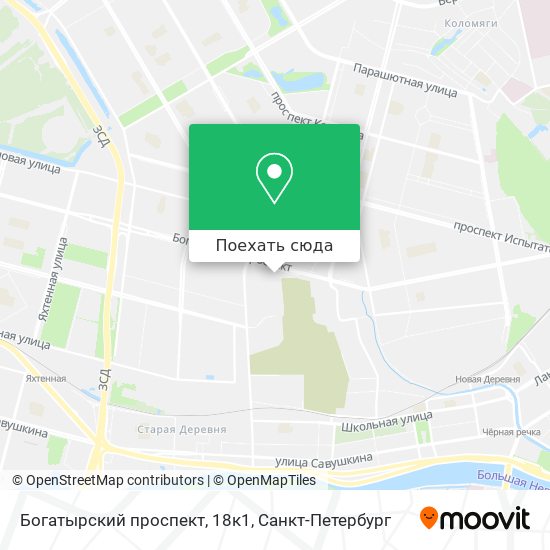 Карта Богатырский проспект, 18к1