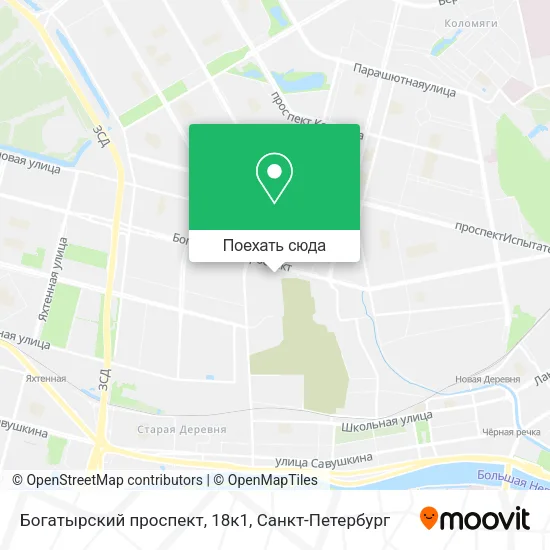 Карта Богатырский проспект, 18к1