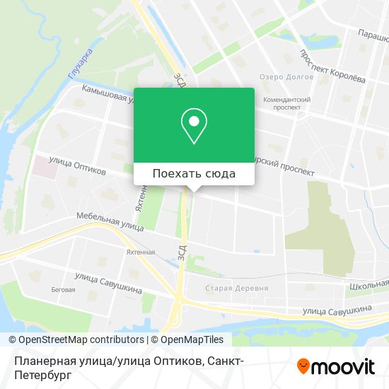Карта Планерная улица/улица Оптиков