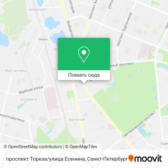 Карта проспект Тореза/улица Есенина