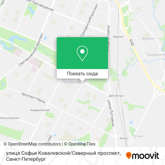 Карта улица Софьи Ковалевской / Северный проспект