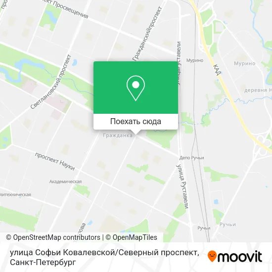 Карта улица Софьи Ковалевской / Северный проспект