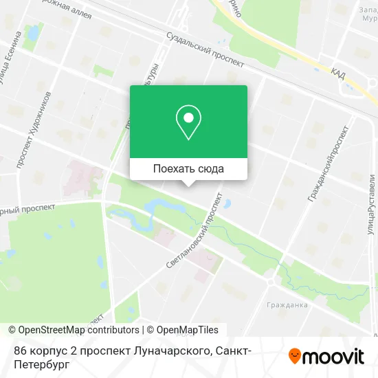 Карта 86 корпус 2 проспект Луначарского