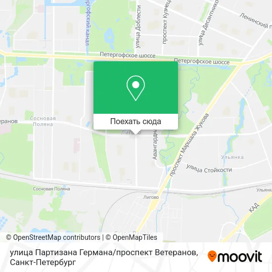 Карта улица Партизана Германа / проспект Ветеранов