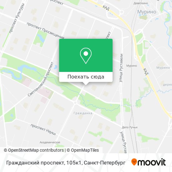 Карта Гражданский проспект, 105к1