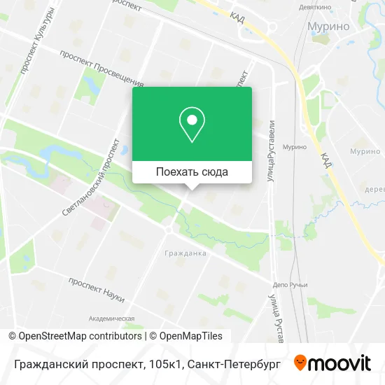 Карта Гражданский проспект, 105к1