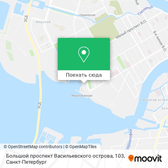 Карта Большой проспект Васильевского острова, 103