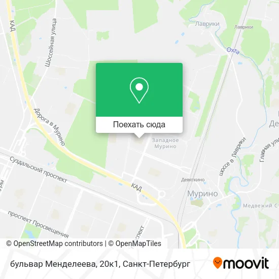 Карта бульвар Менделеева, 20к1
