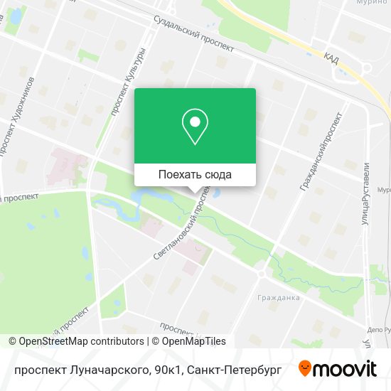 Карта проспект Луначарского, 90к1