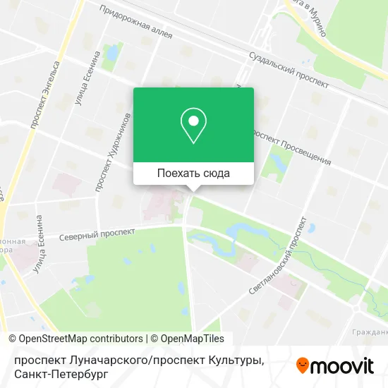 Карта проспект Луначарского / проспект Культуры