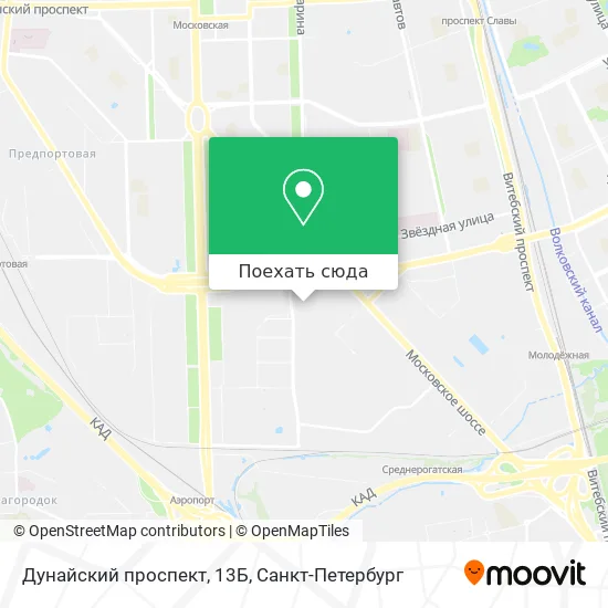 Карта Дунайский проспект, 13Б