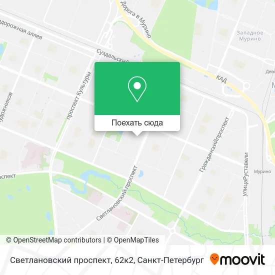 Карта Светлановский проспект, 62к2