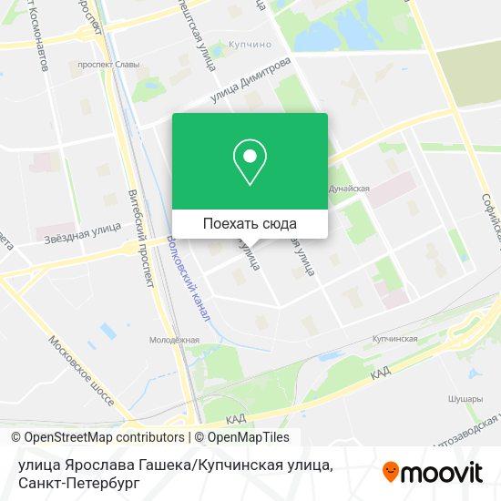 Карта улица Ярослава Гашека / Купчинская улица