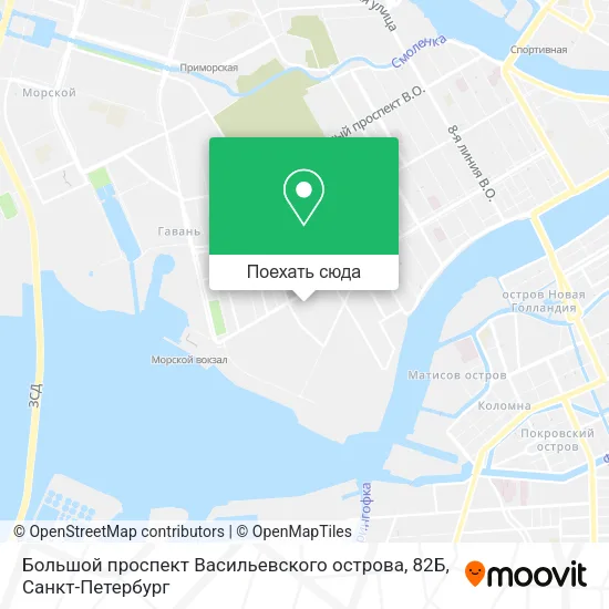 Карта Большой проспект Васильевского острова, 82Б