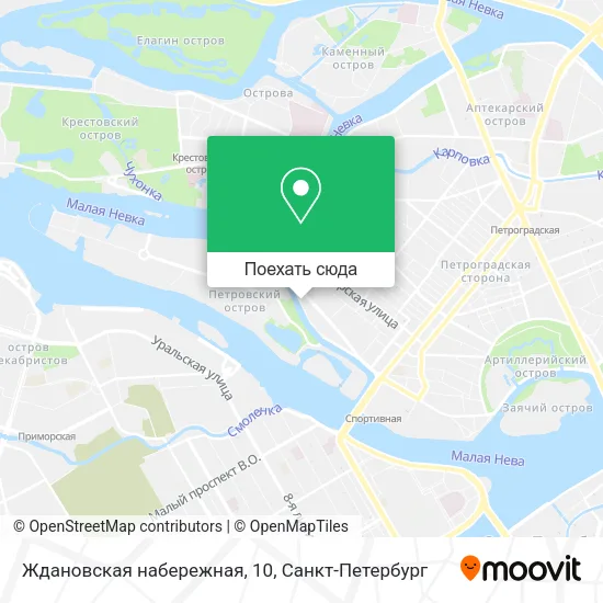 Карта Ждановская набережная, 10