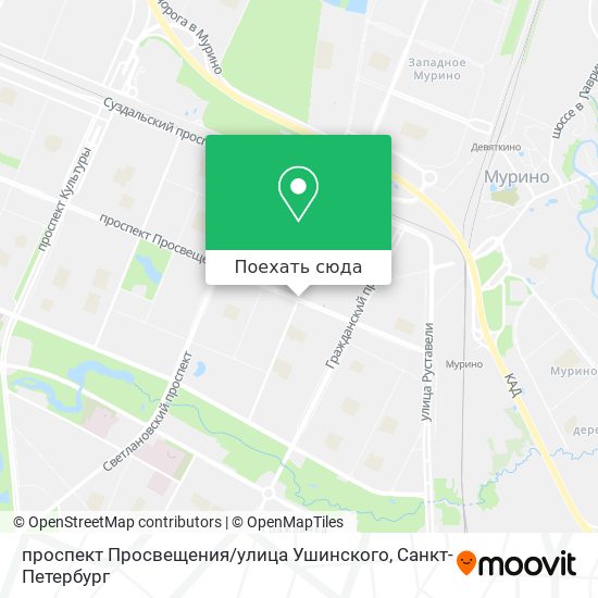 Карта проспект Просвещения / улица Ушинского