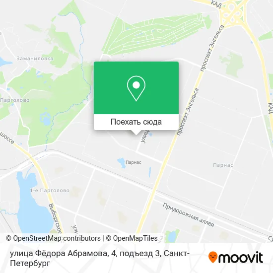 Карта улица Фёдора Абрамова, 4, подъезд 3