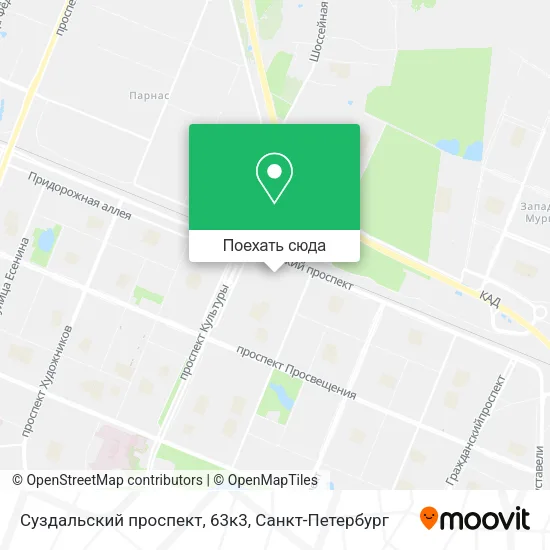 Карта Суздальский проспект, 63к3