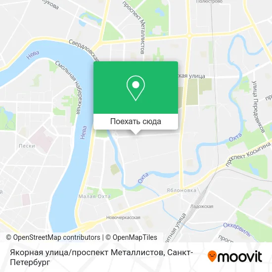 Карта Якорная улица / проспект Металлистов