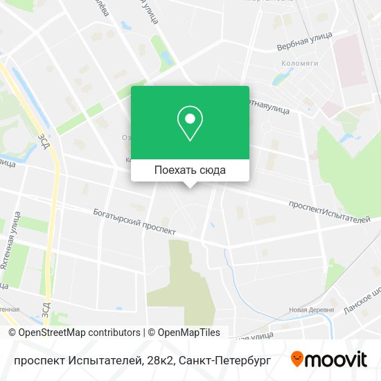 Карта проспект Испытателей, 28к2