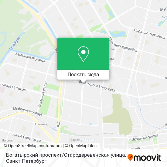 Карта Богатырский проспект / Стародеревенская улица