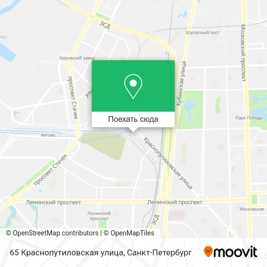 Карта 65 Краснопутиловская улица