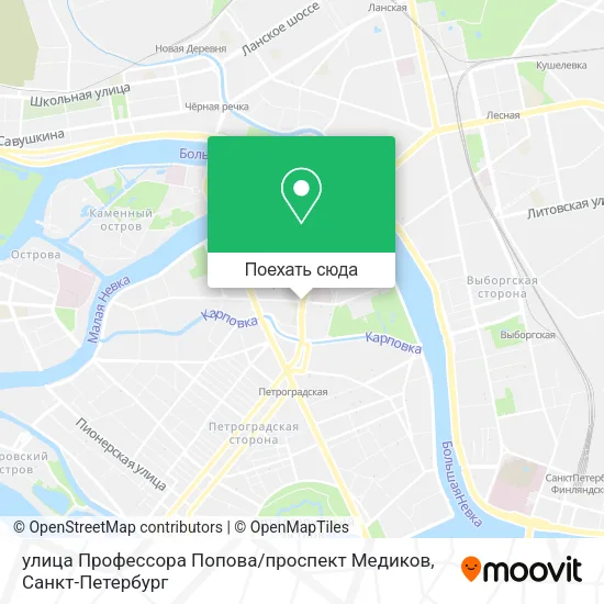 Карта улица Профессора Попова / проспект Медиков