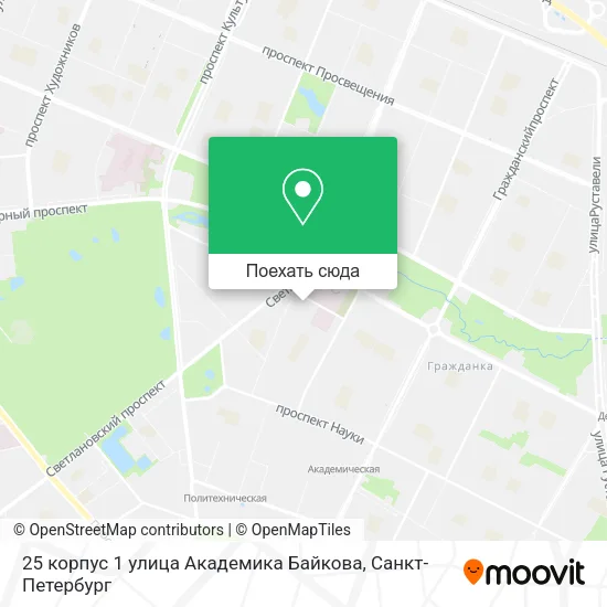 Карта 25 корпус 1 улица Академика Байкова