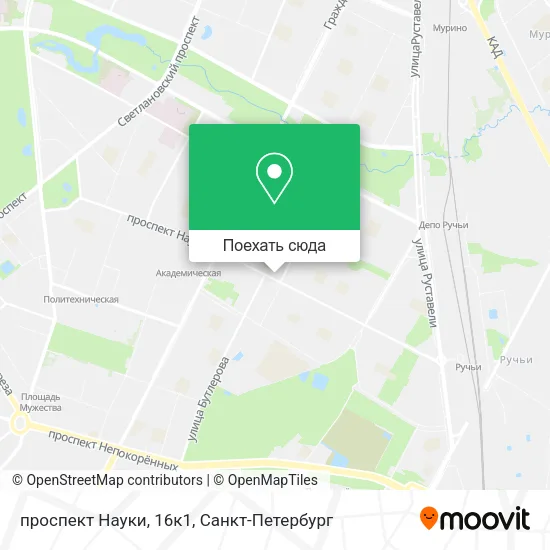 Карта проспект Науки, 16к1
