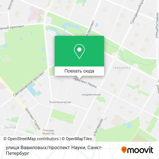 Карта улица Вавиловых/проспект Науки