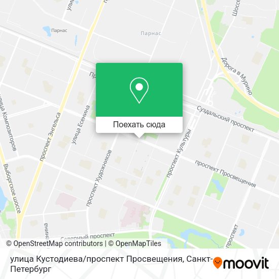 Карта улица Кустодиева / проспект Просвещения