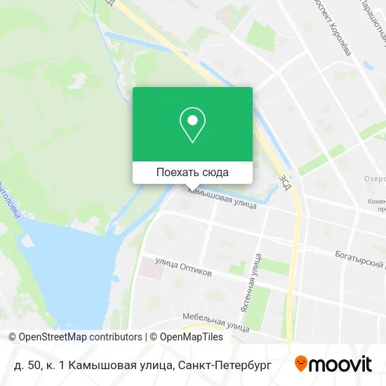 Карта д. 50, к. 1 Камышовая улица